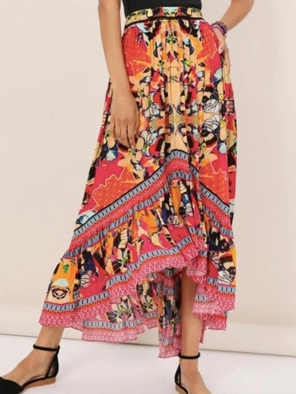 Anthropologie Bhanuni Jyoti High-Low Maxi Skirt Size 10